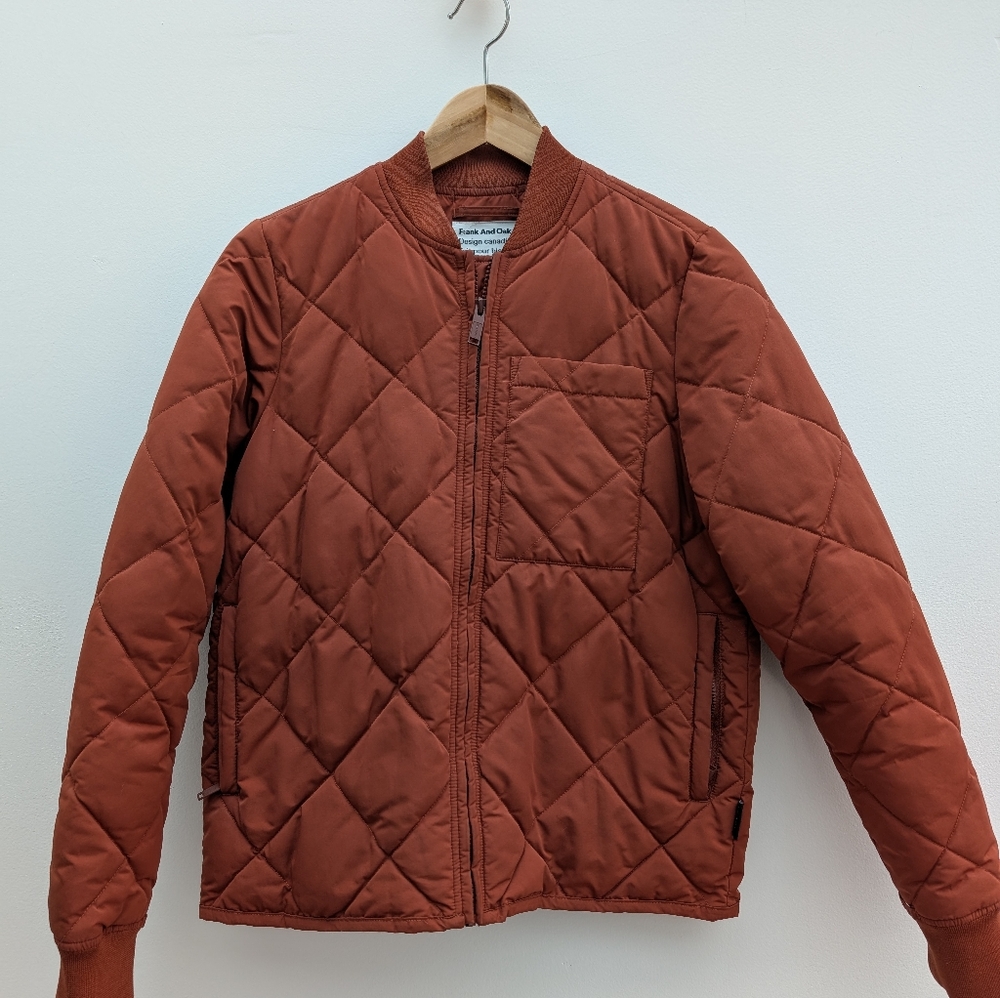 Frank & Oak The Skyline Water Repellent Packable Bomber Puffer in Spice